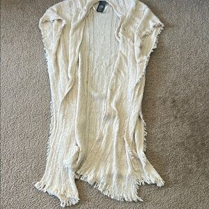 Vince Camuto Cream Fringe Open Cardigan